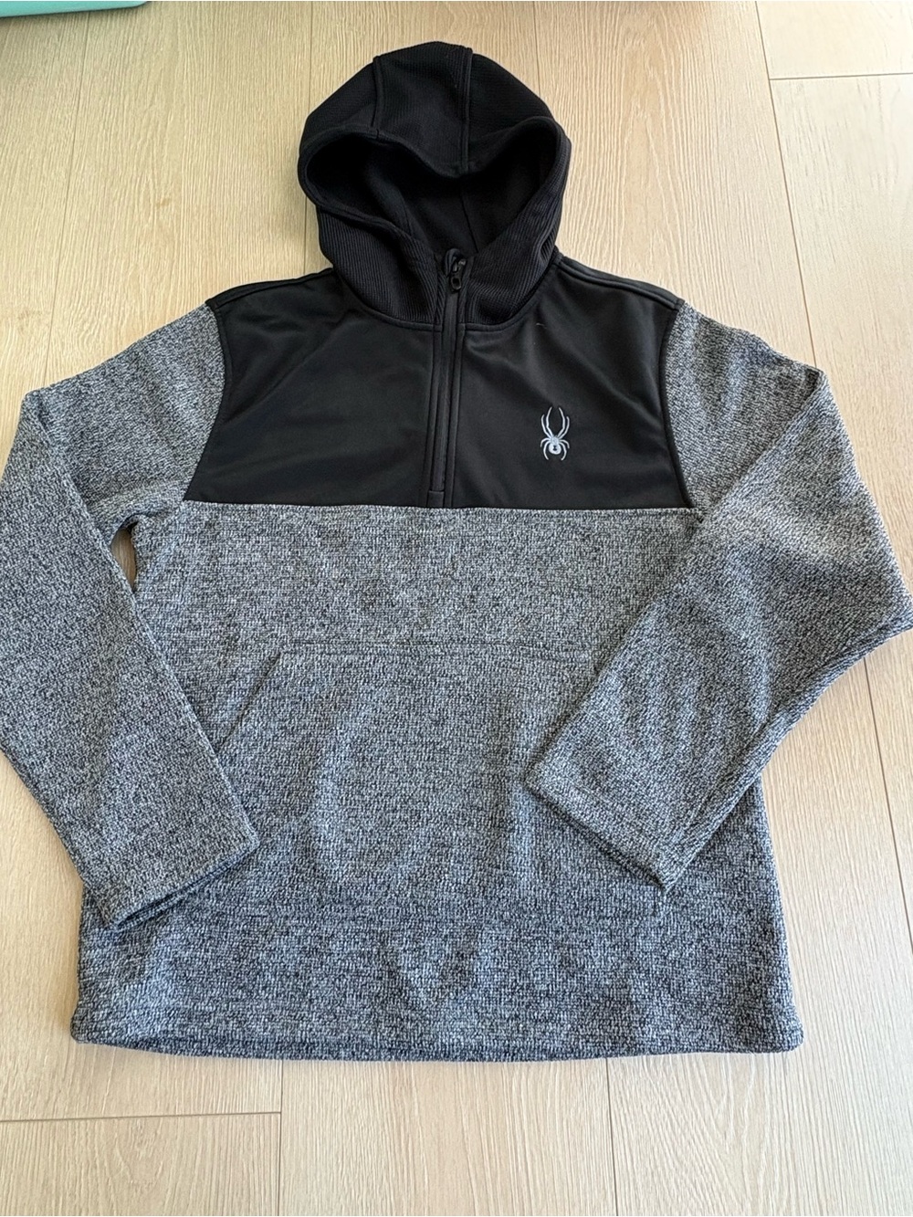 Spyder Black and Heather Gray Pullover Half-Zip Hoodie